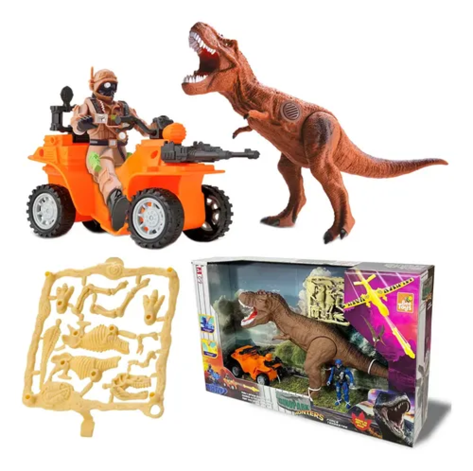 Brinquedo Dinopark Hunters Rex Dino Quadriciclo E Fósseis