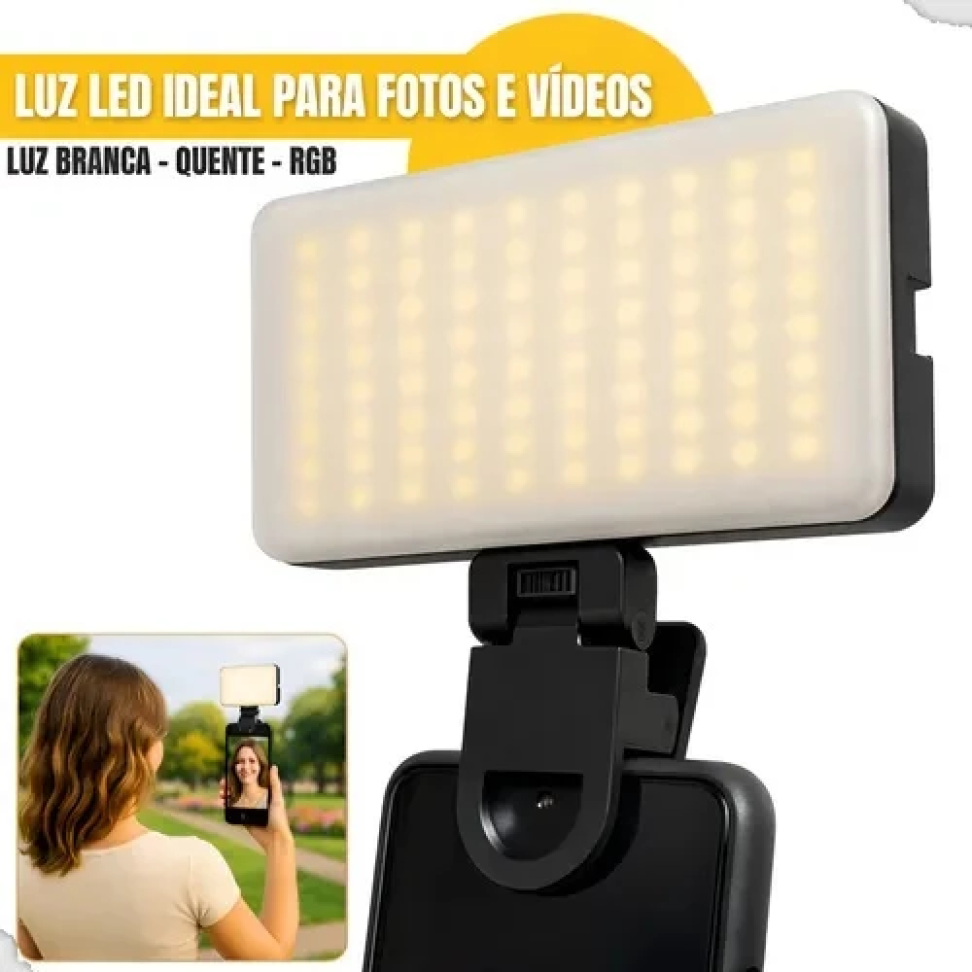 Luz de Preenchimento para Selfies e Vídeos - LED 3 Tipos de Luz