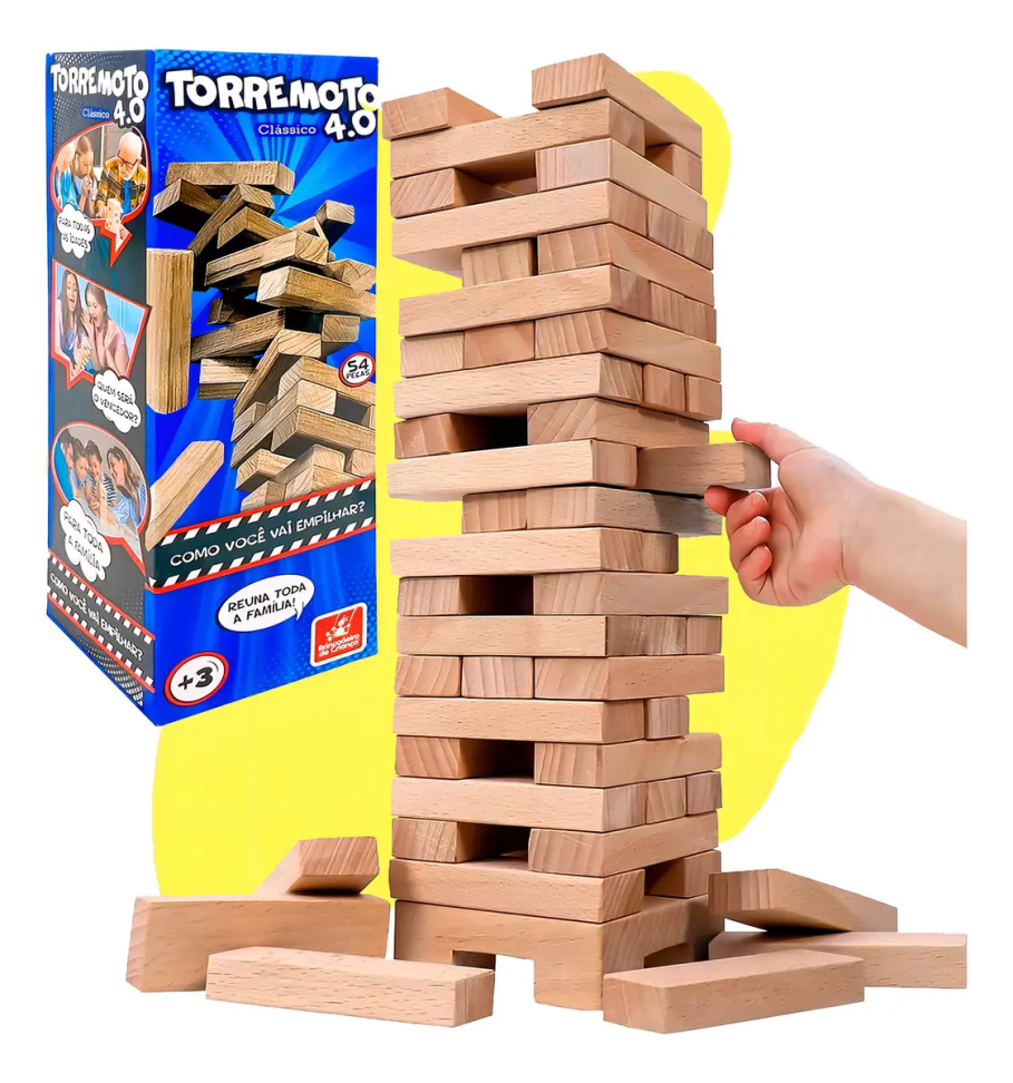Jogo de Equilíbrio Torremoto 4.0 54 Peças Madeira
