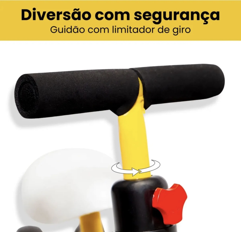 Bicicleta Infantil De Equilíbrio Sem Pedal Andador 4 Rodas Cor Amarelo - #4