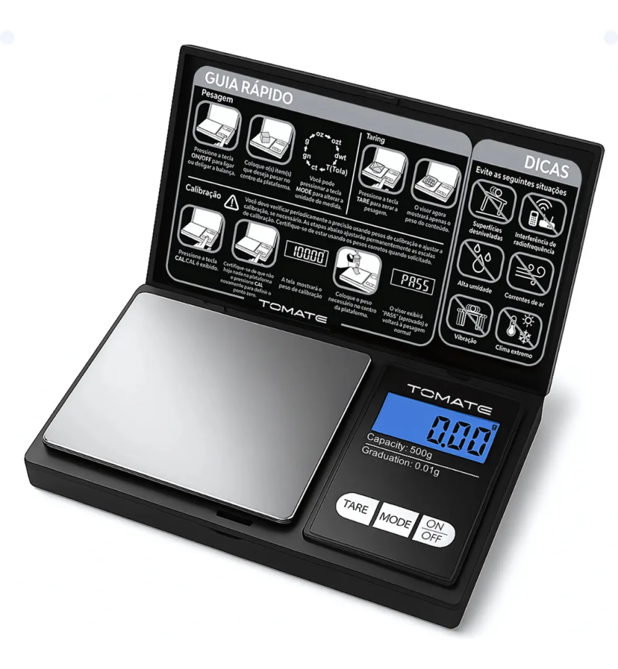 Mini Balança Digital Portátil Alta Precisão 0,01g A 500g