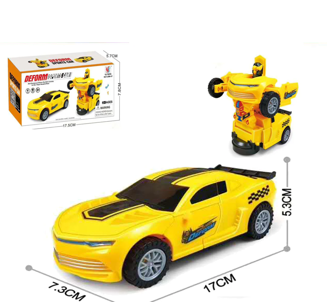 Carro Vira Robô c/ Som e Luz - CAMARO AMARELO