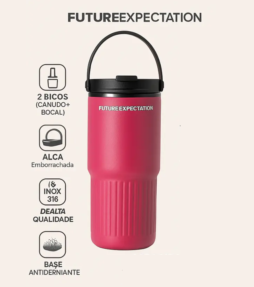 Copo Térmico Fitness 750ml Inox Tampa C/ Alça Vedada