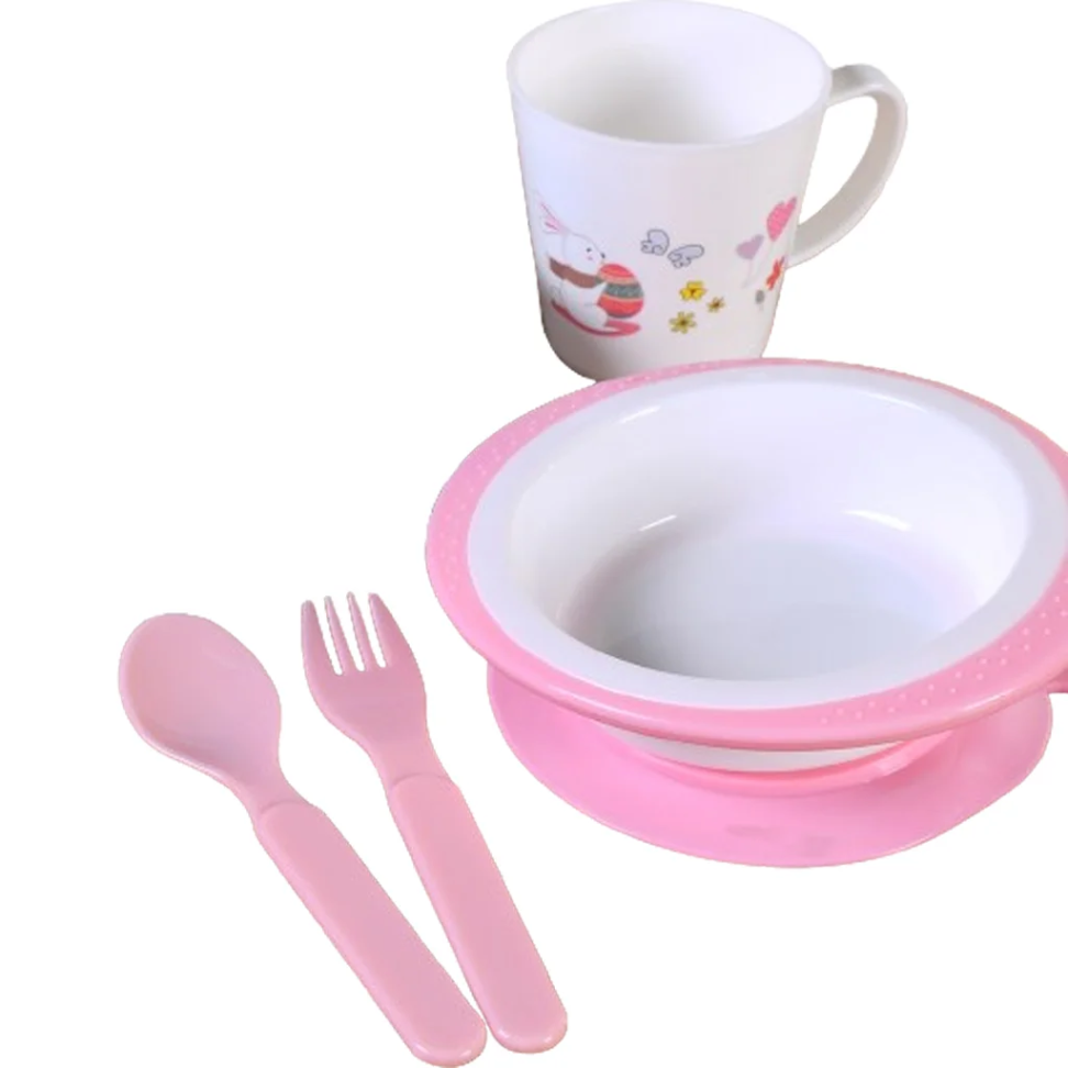 Kit Alimentação 4 Peças com Copo Infantil Rosa - #3