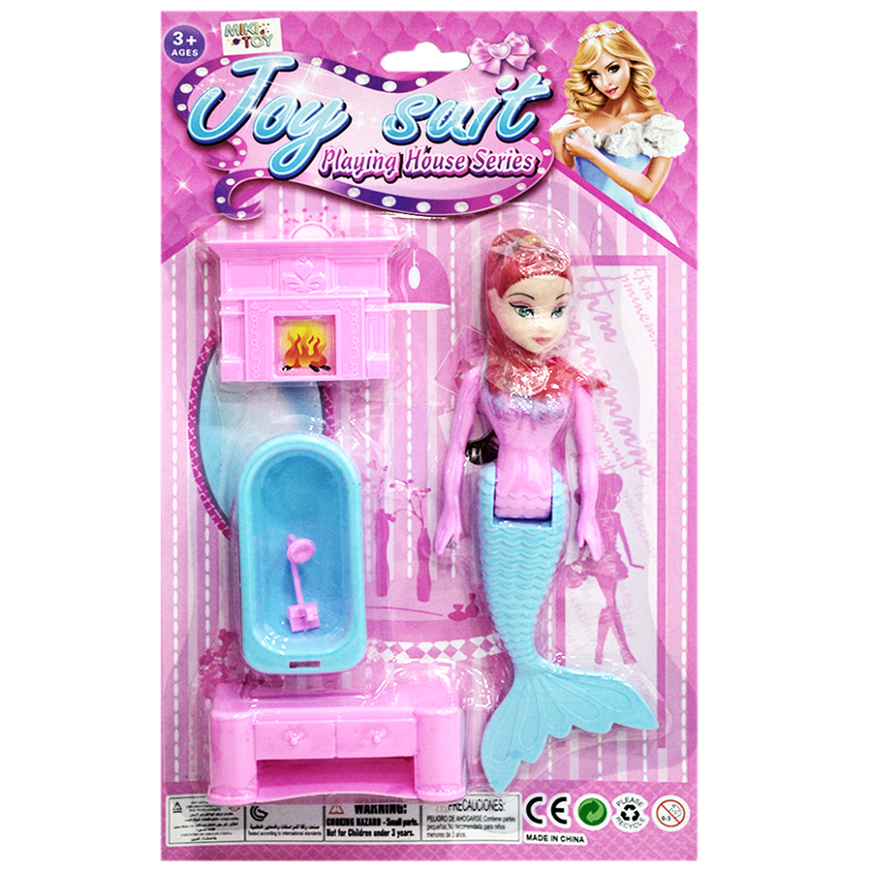 Kit Moveis Infantil Boneca Sereia + Banheira e Acessórios