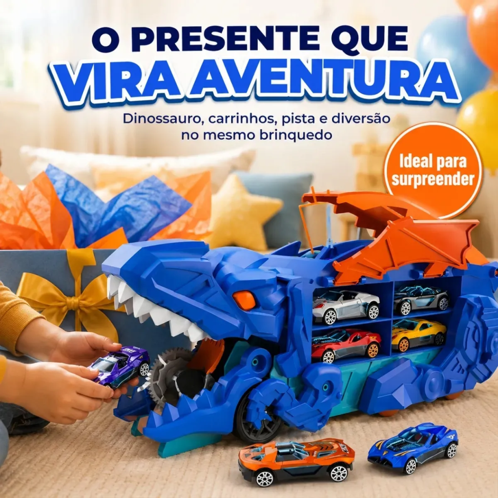 Caminhão Dino Engole Carrinho c/ Pista Lançador e Maleta 8 carrinhos - #3