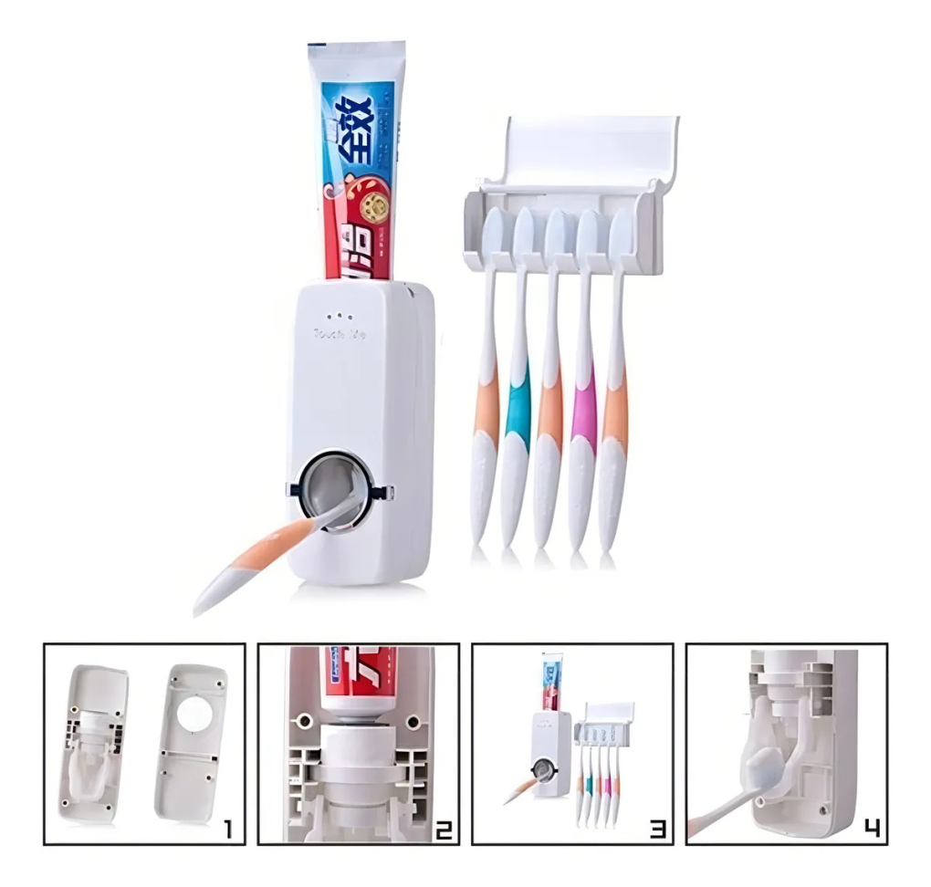 Dispenser p/ Creme Dental + Porta Escova