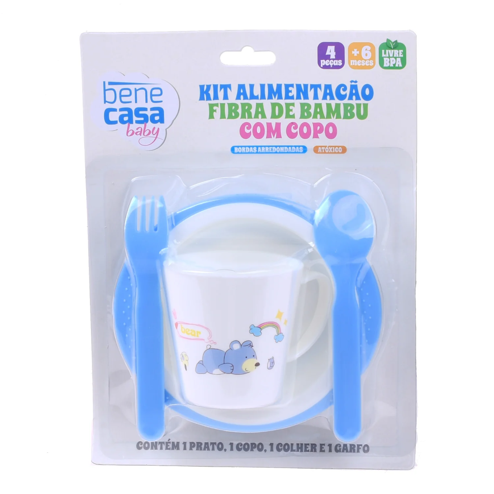 Kit Alimentação 4 Peças com Copo Infantil Rosa