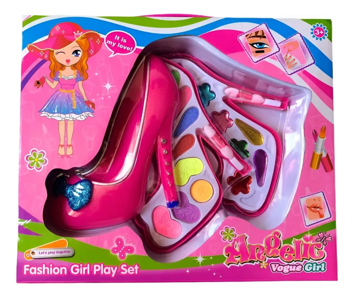 Kit Estojo De Maquiagem Infantil Sapato Rosa