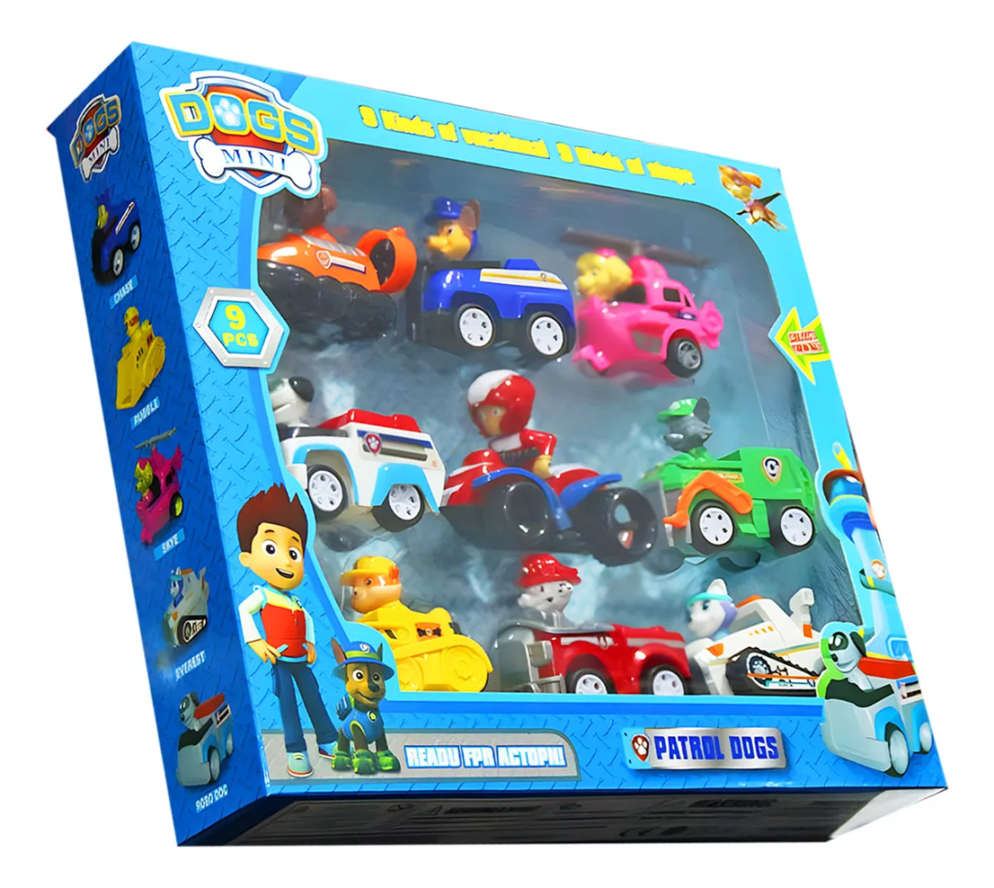 Kit Patrulha Canina 9 Carrinhos Fricção Coleção