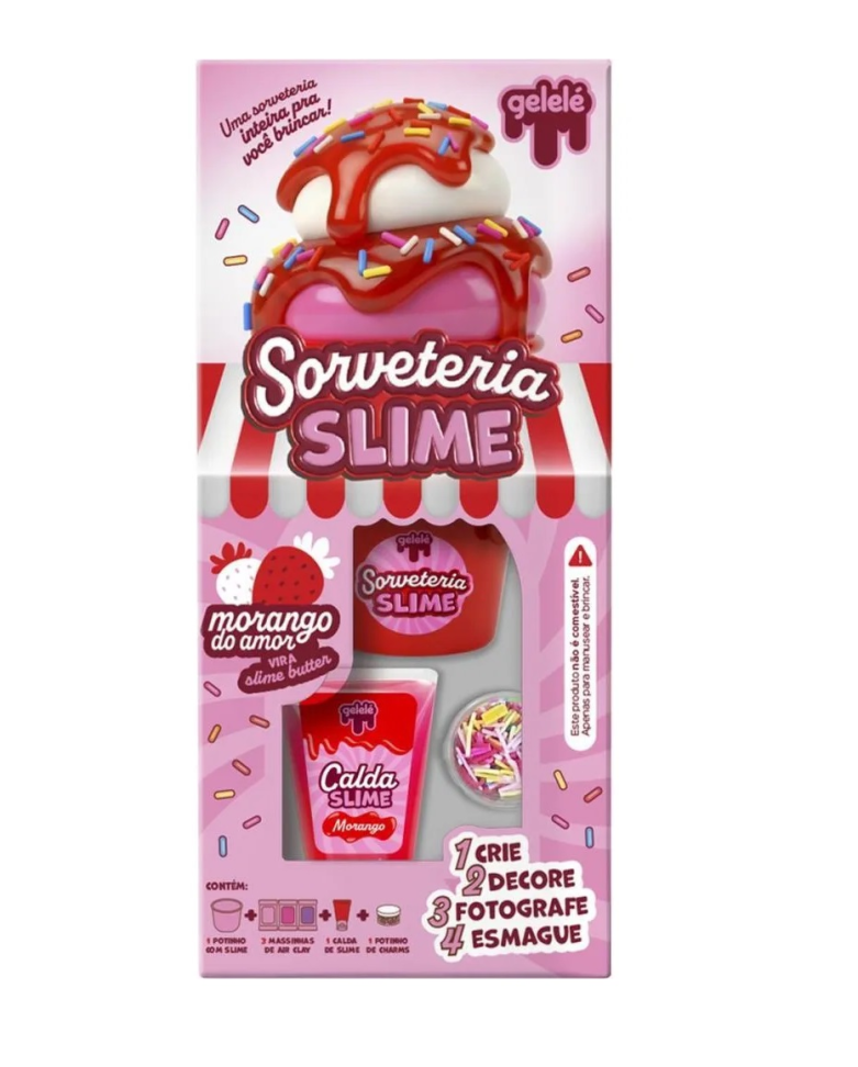 Slime Gelelé Sorveteria Morango Do Amor