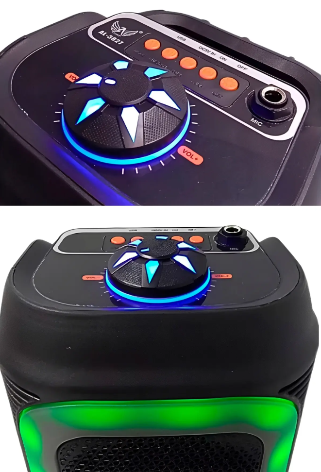 Caixa De Som Led Rgb Bluetooth Entrada Microfone 50w