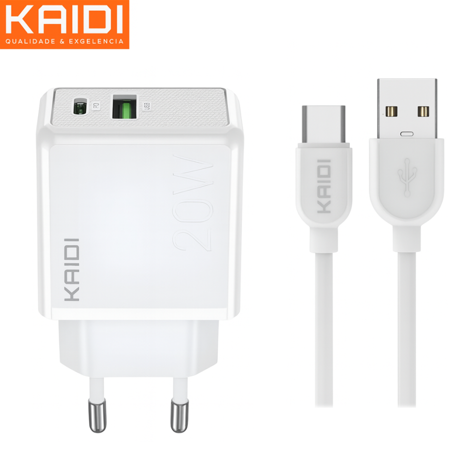 Carregador Turbo USB e Tipo C