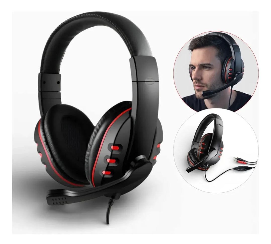 Headset Gamer Com Fio Preto/Vermelho