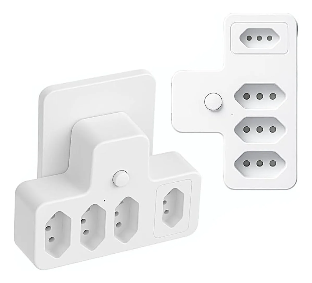 Adaptador Com 4 Tomada 10a Suporta Até 2500w