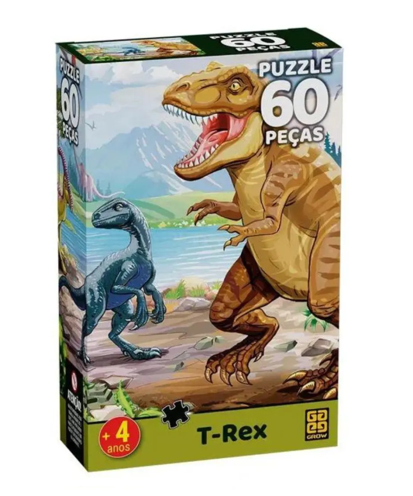 uzzle Quebra Cabeça Infantil T-rex C/ 60 Peças