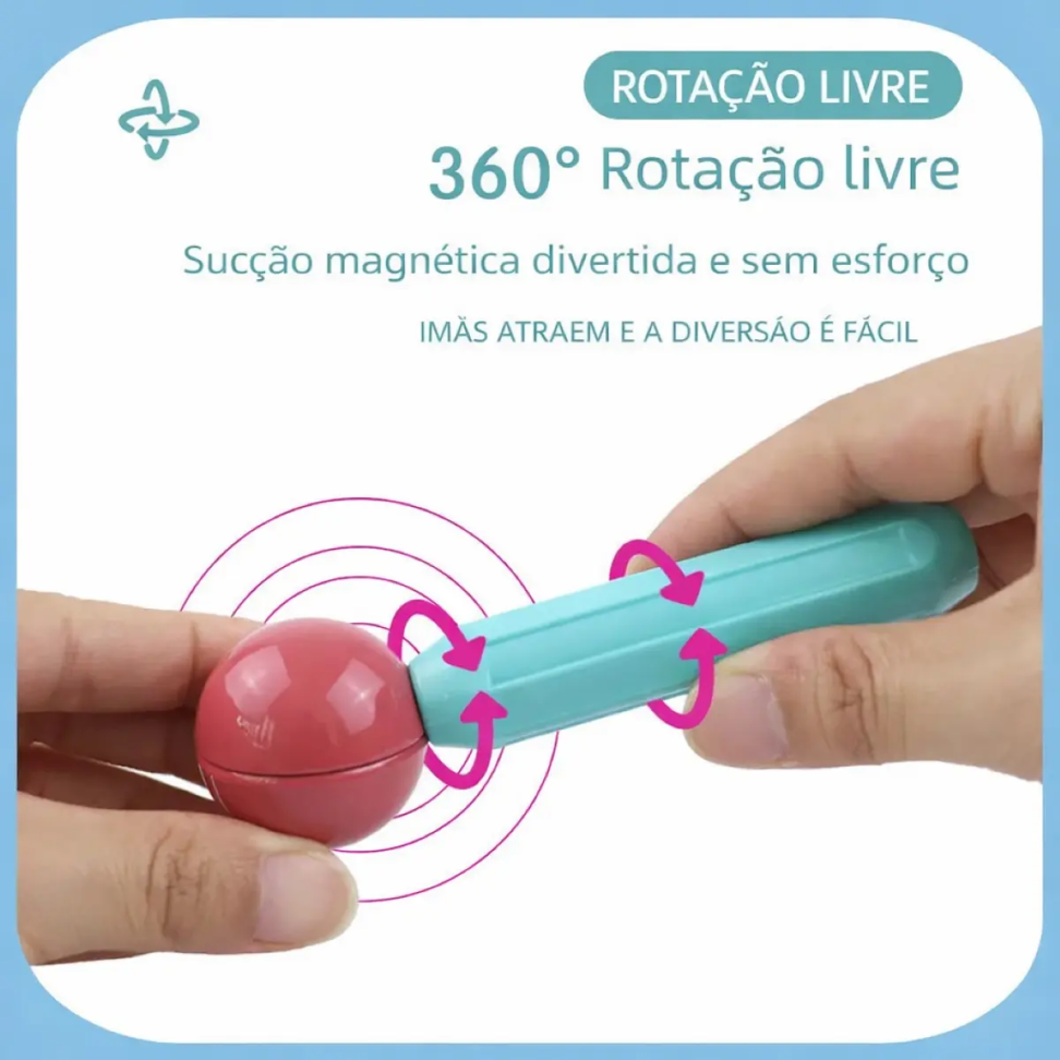 Blocos De Montar Magnéticos Educativo 56 Peças Bastões