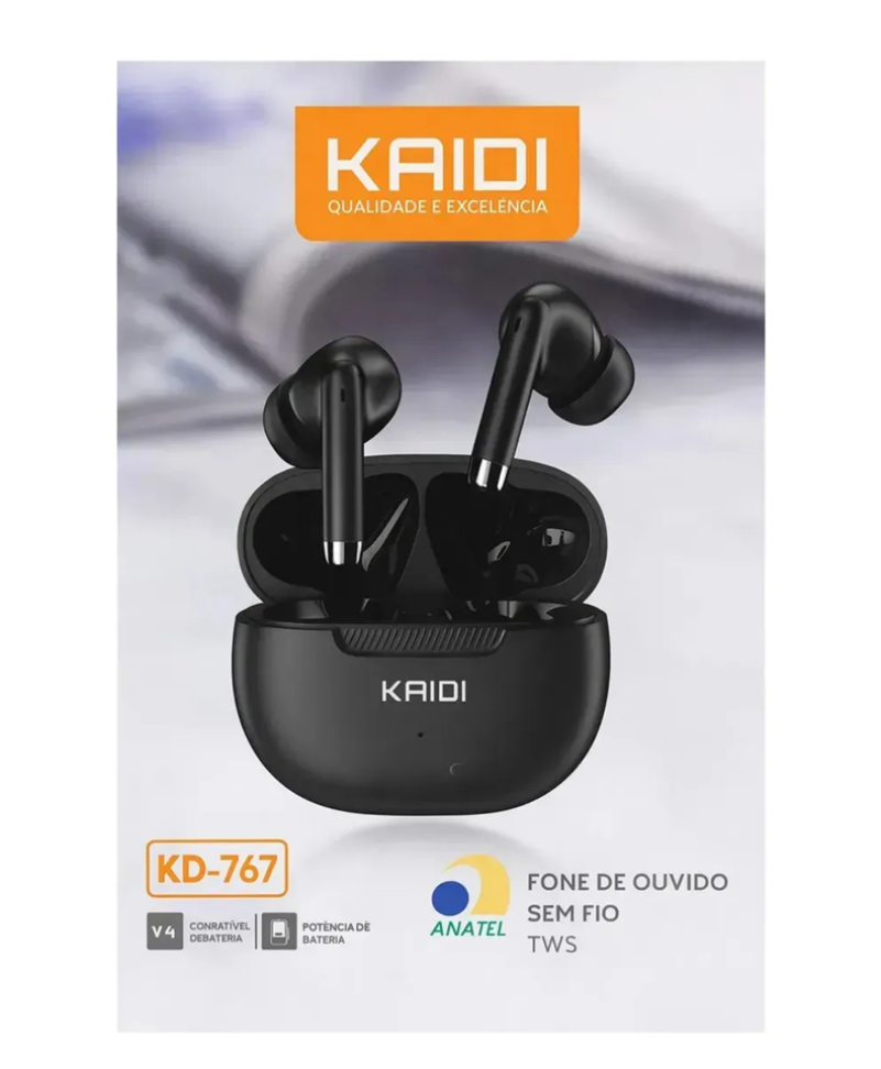 Fone Sem Fio Bluetooth Preto Kaidi 767