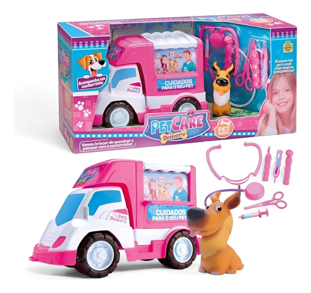 Carrinho Van Veterinário C/ Bichinho de Vinil