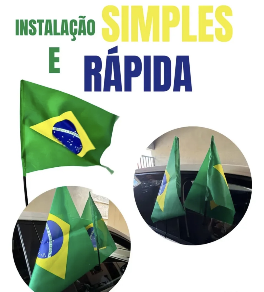 Kit 2 Bandeiras Do Brasil Para Vidro De Carro