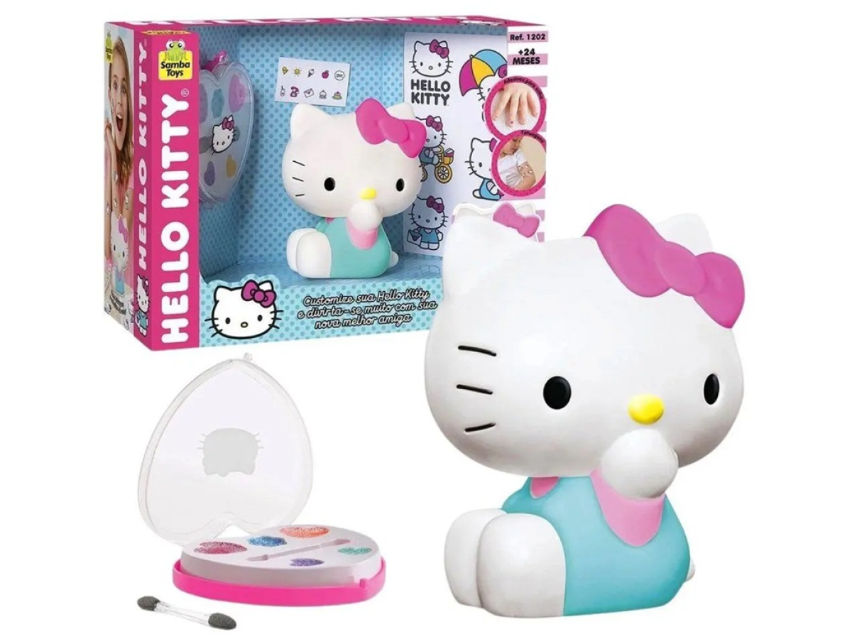 Hello Kitty Com Tatuagem, Adesivo e Maquiagem Infantil