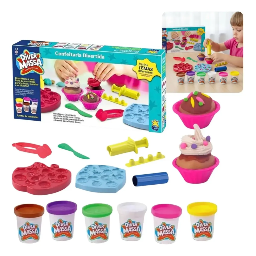 Kit Massinha Confeitaria Divertida c/ Acessórios