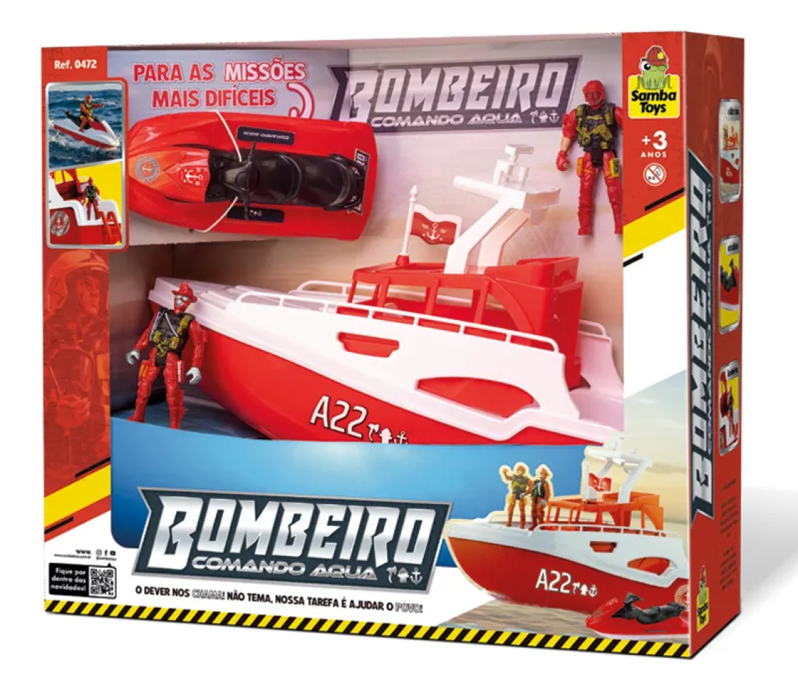 Barco Bombeiro Com Bonecos e Jet Ski
