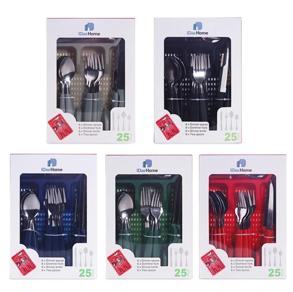 Conjunto Faqueiro Kit 25 Peças Porta Talheres Aço Inox