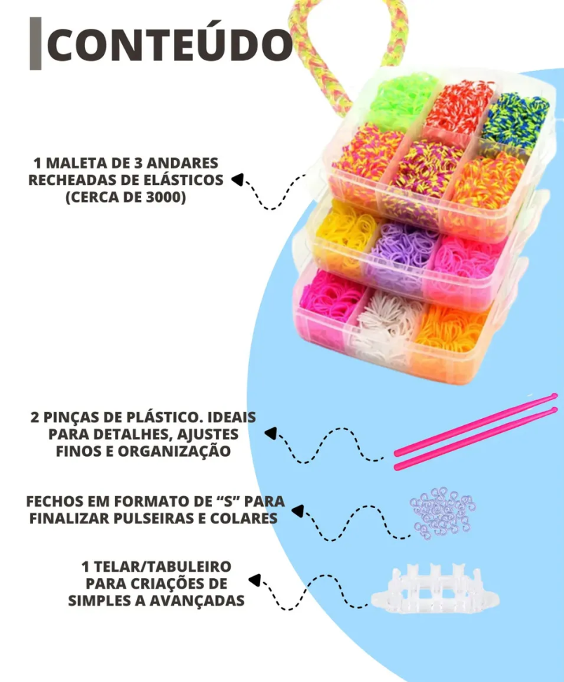 Kit Maleta Fabrica De Elásticos Pulseiras