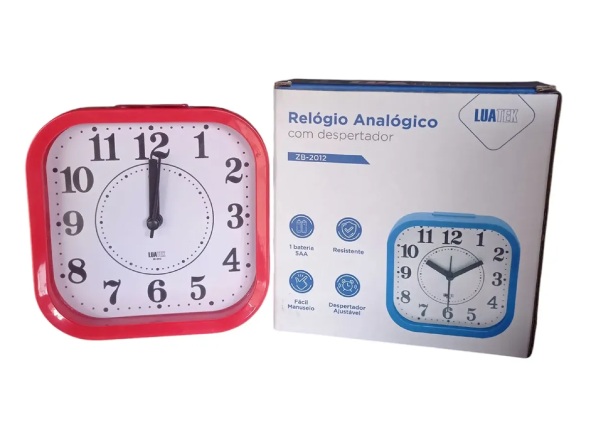 Relógio Analógico Com Despertador Alarme Com Número Grande