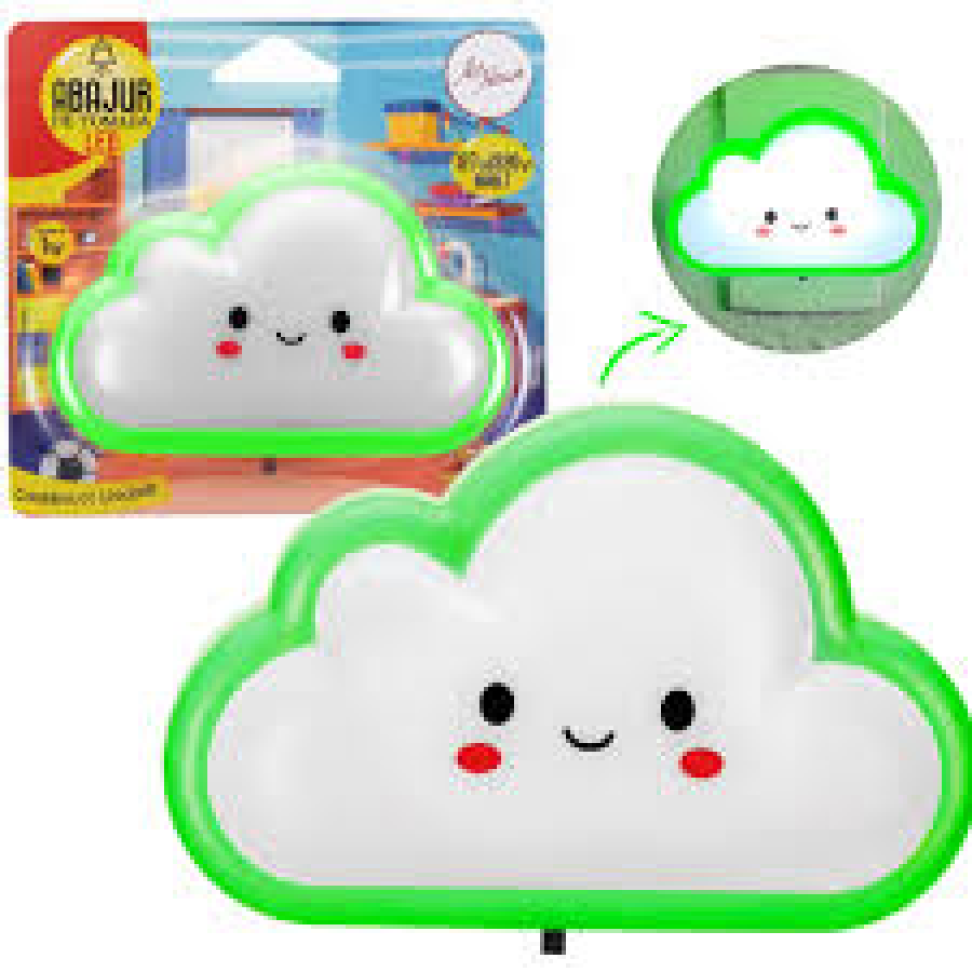Mini Abajur De Tomada Nuvem Infantil p/ Quarto de Bebê