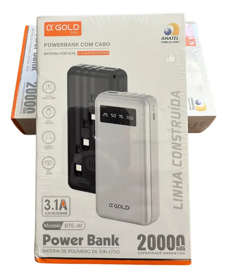 Powerbank 20000mah Carregador Portatil Gold