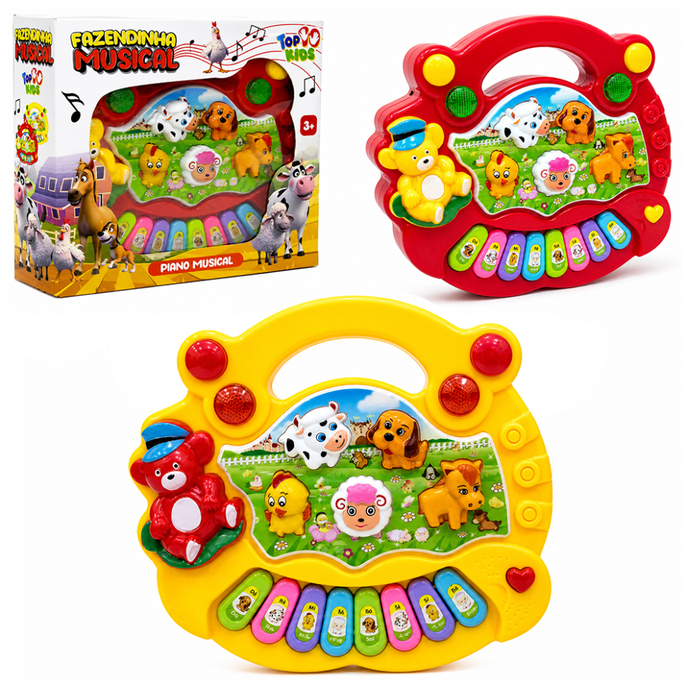 Tecladinho Piano Fazendinha com Som e Luz