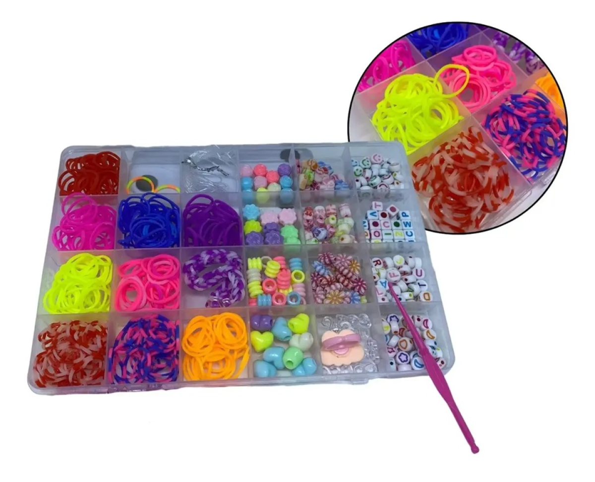 Kit Pulseira Elásticos Silicone Pulseira E Miçangas 500 Peças