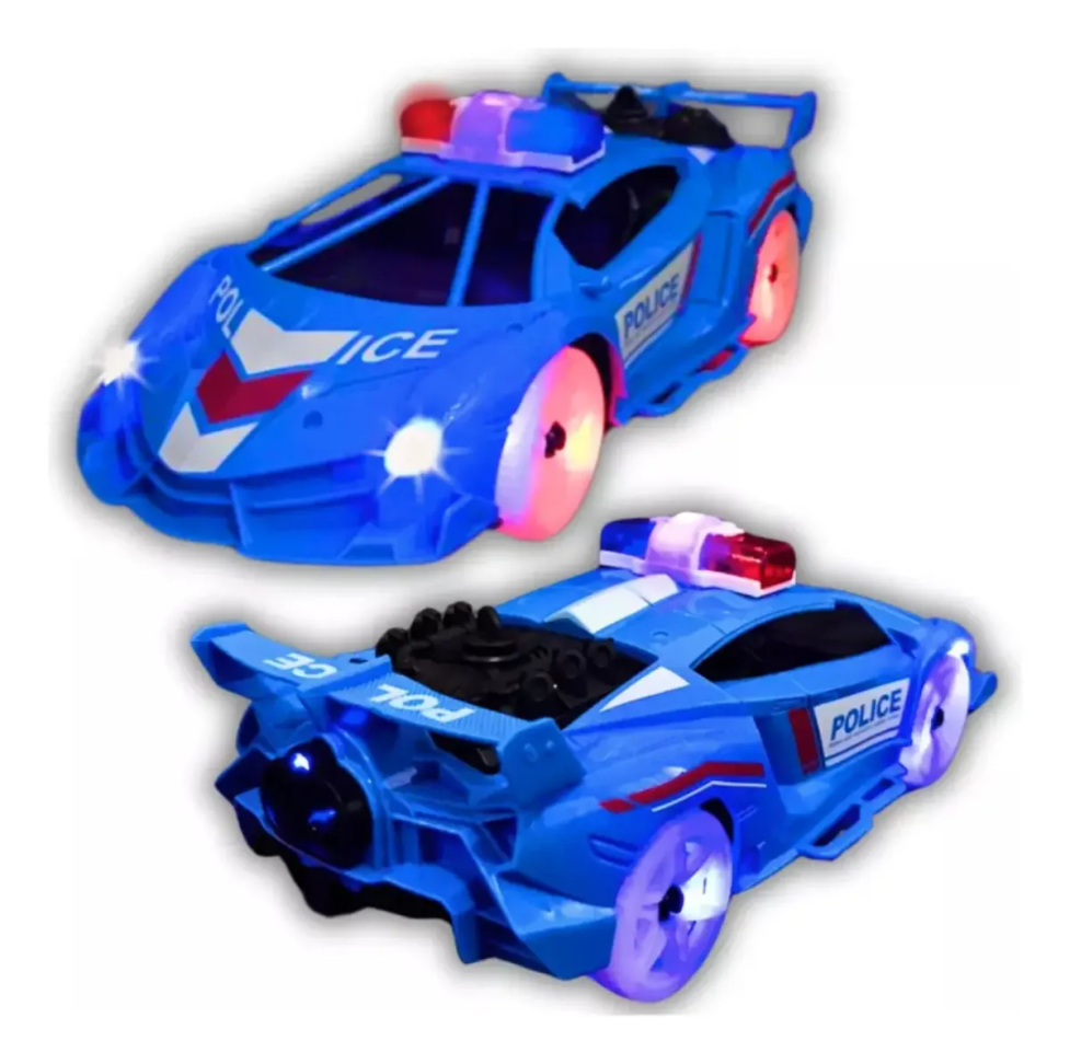 Carro da Polícia com Fumaça Som e Luz Corrida