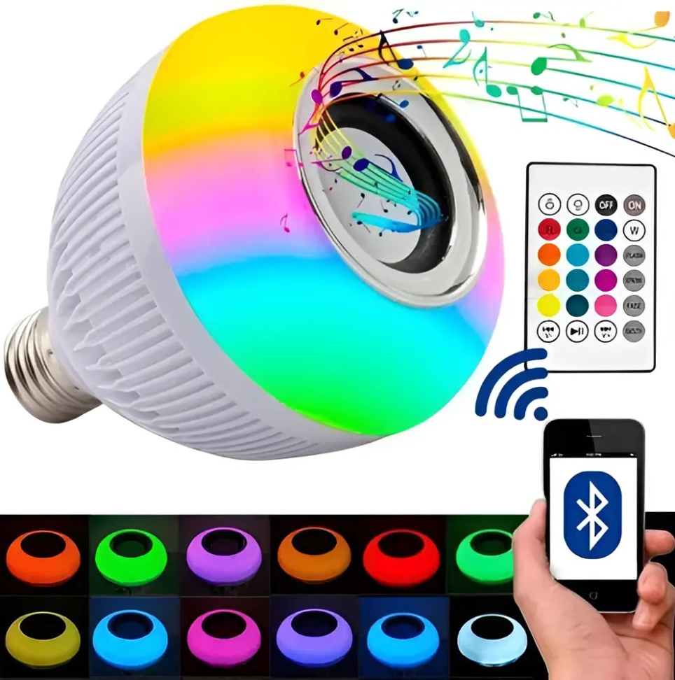 Lâmpada RGB com Caixa de Som Bluetooth
