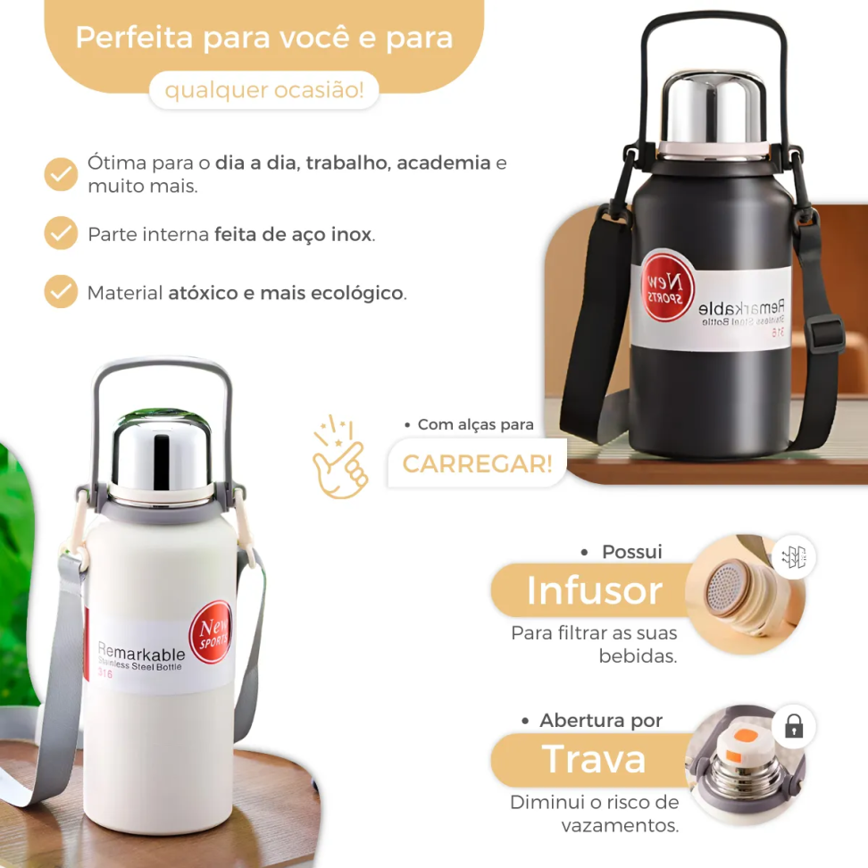 Garrafa Termica Inox 1,2L Café Academia Água Camping - #3