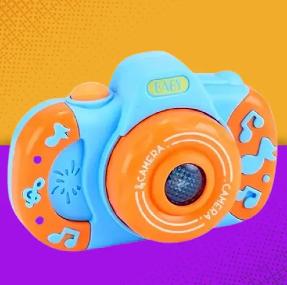 Brinquedo Musical Câmera Baby Com Som e Luz Para Bebê - Cor Azul
