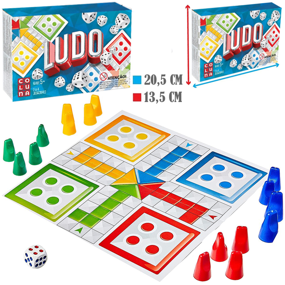 Jogo Ludo com Tabuleiro e Dados
