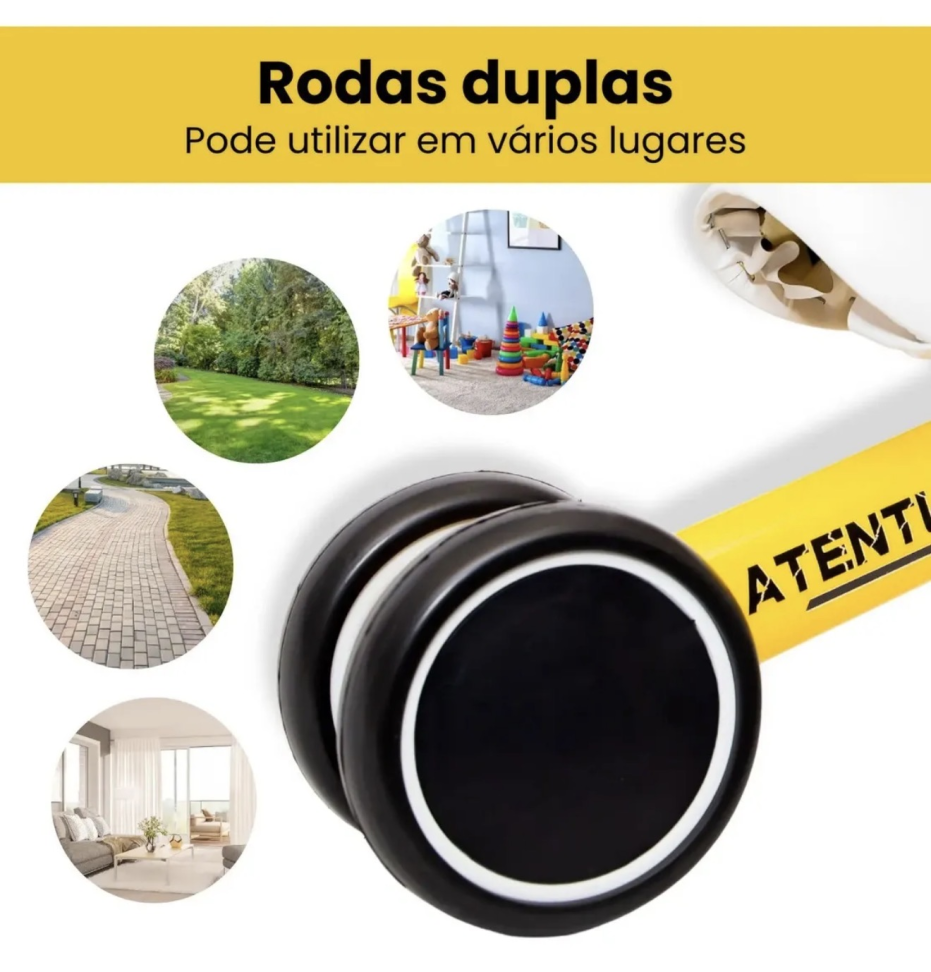 Bicicleta Infantil De Equilíbrio Sem Pedal Andador 4 Rodas Cor Amarelo - #5