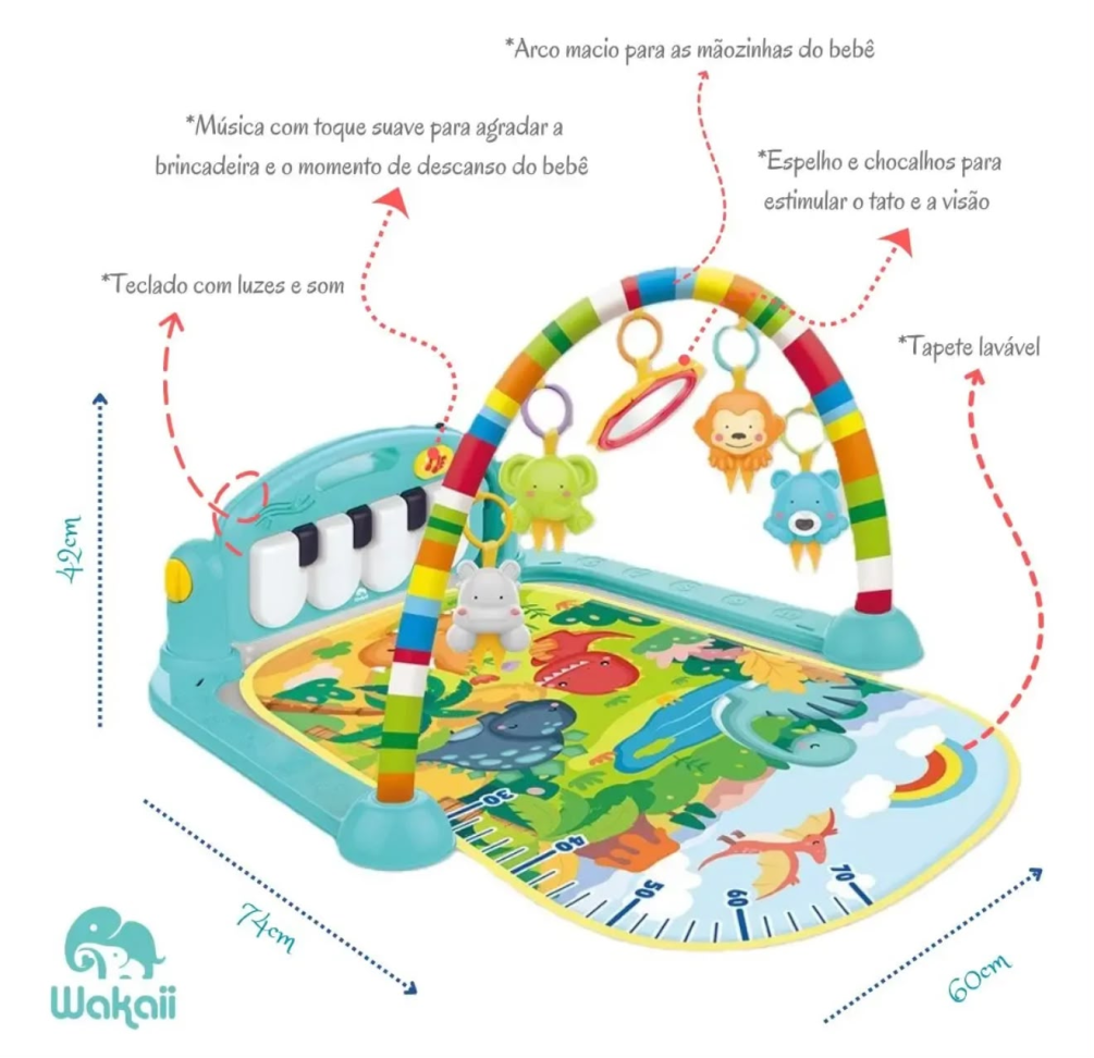 Tapete Educativo De Atividades Musical c/ Piano Dinossauro - #3