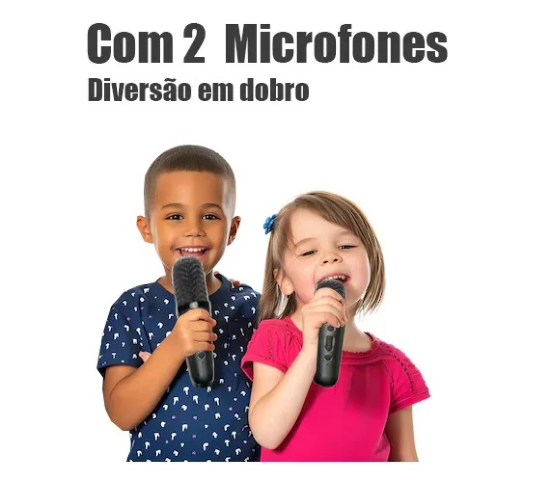Caixinha Som Karaokê 2 Microfones Bluetooth - #3