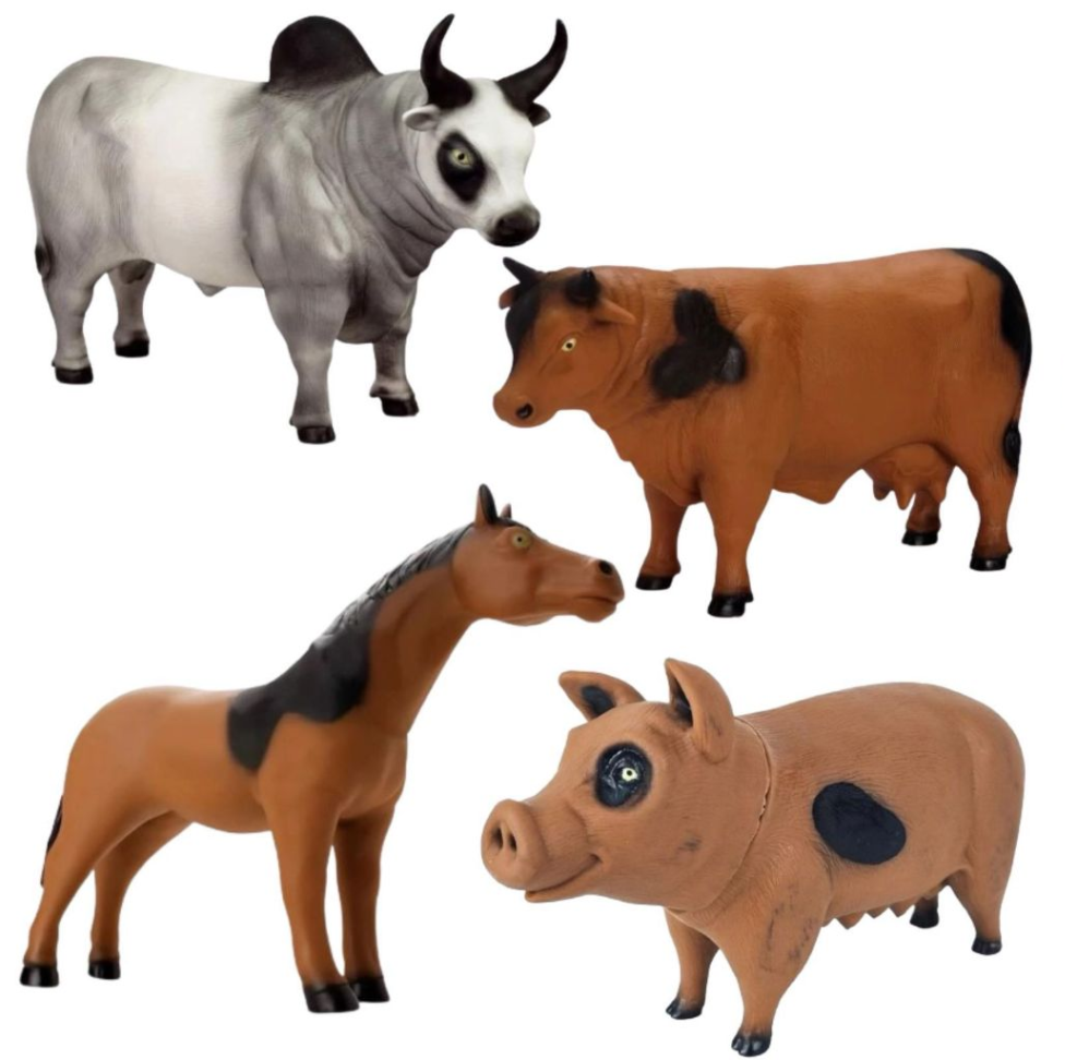 Animais da Fazenda Grande Touro Boi Vaca Cavalo Porco Em Vinil
