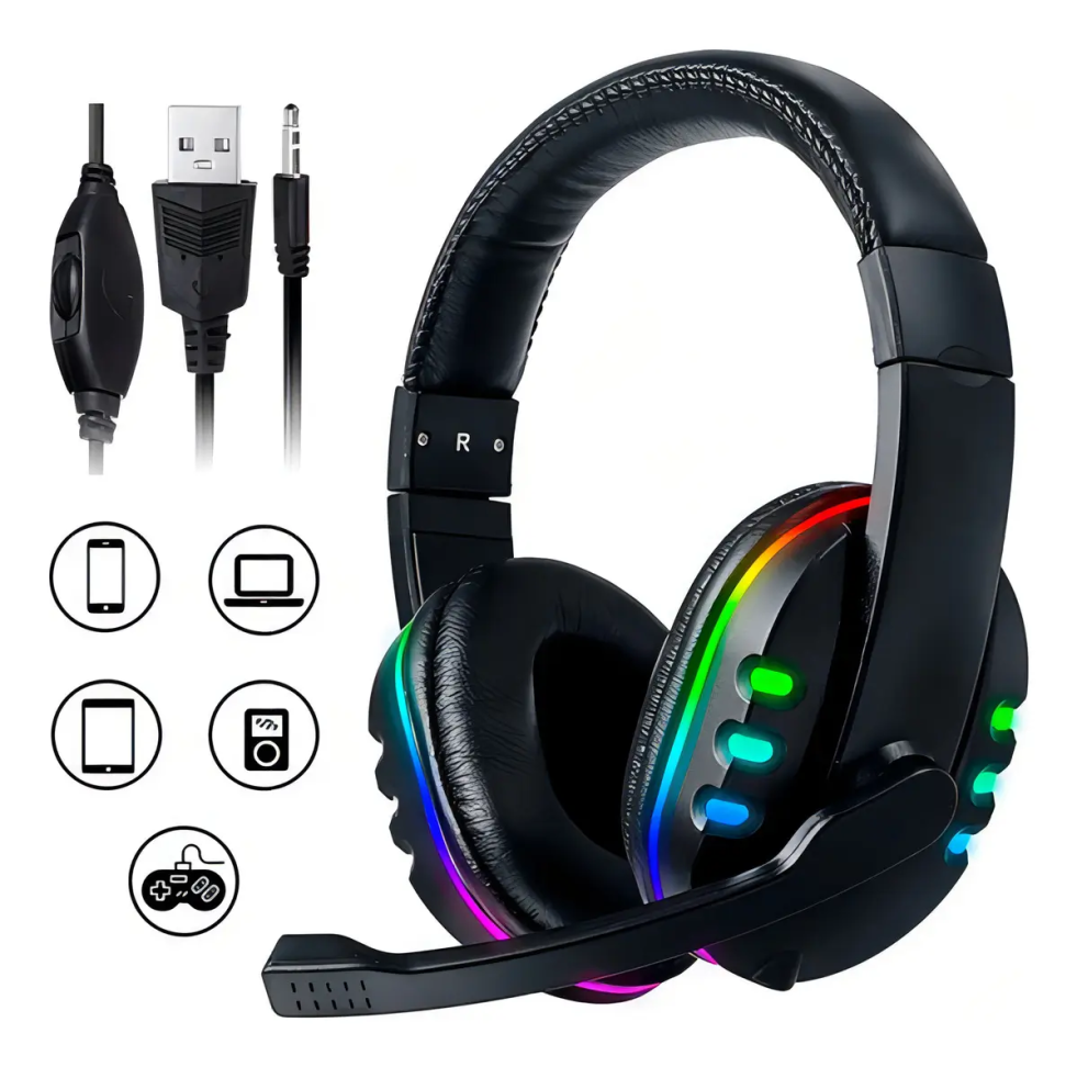 Fone De Ouvido Headset Gamer Led Rgb PC Ps4 Notebook