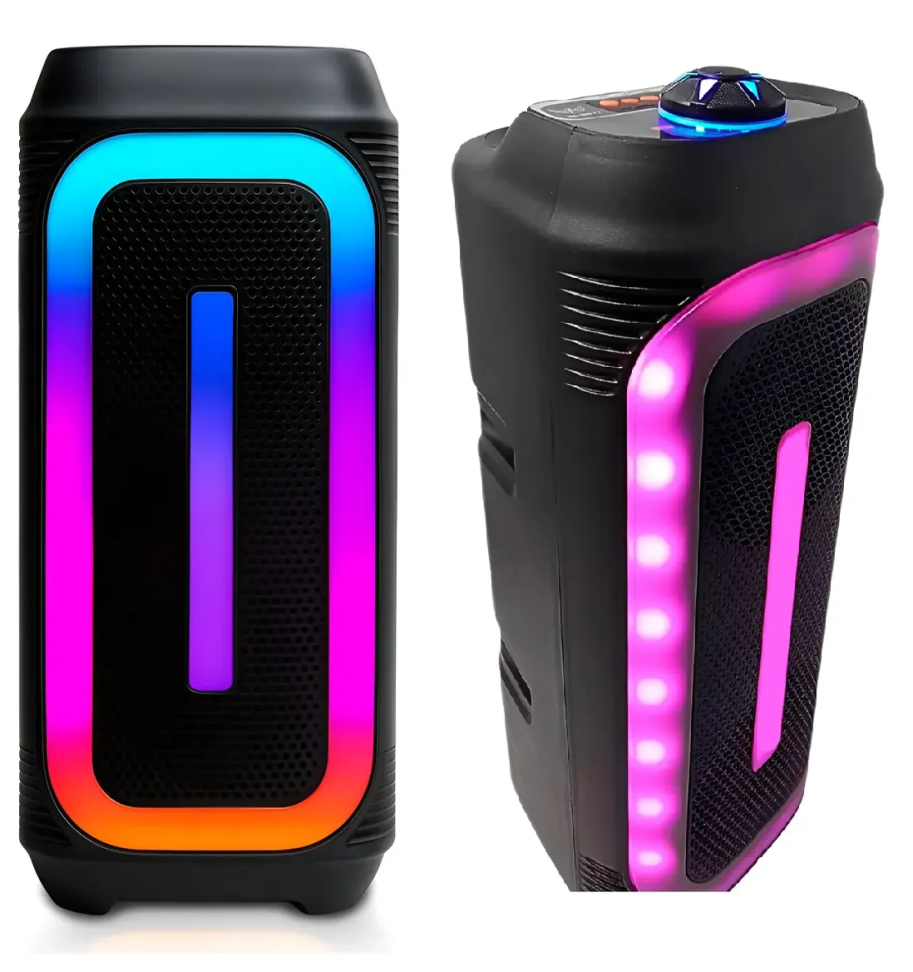 Caixa De Som Led Rgb Bluetooth Entrada Microfone 50w