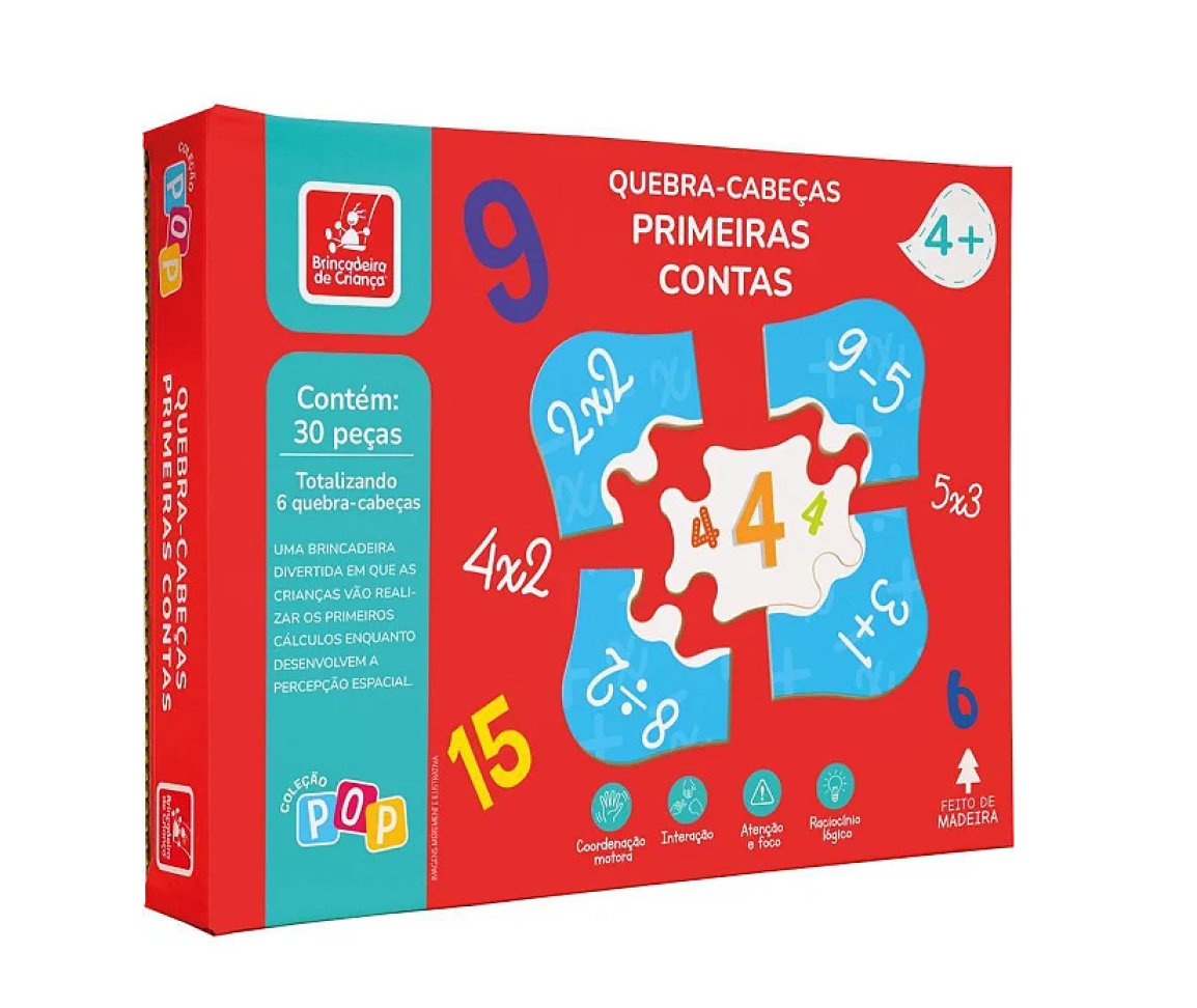 Quebra-cabeca Madeira Primeiras Contas 30pcs