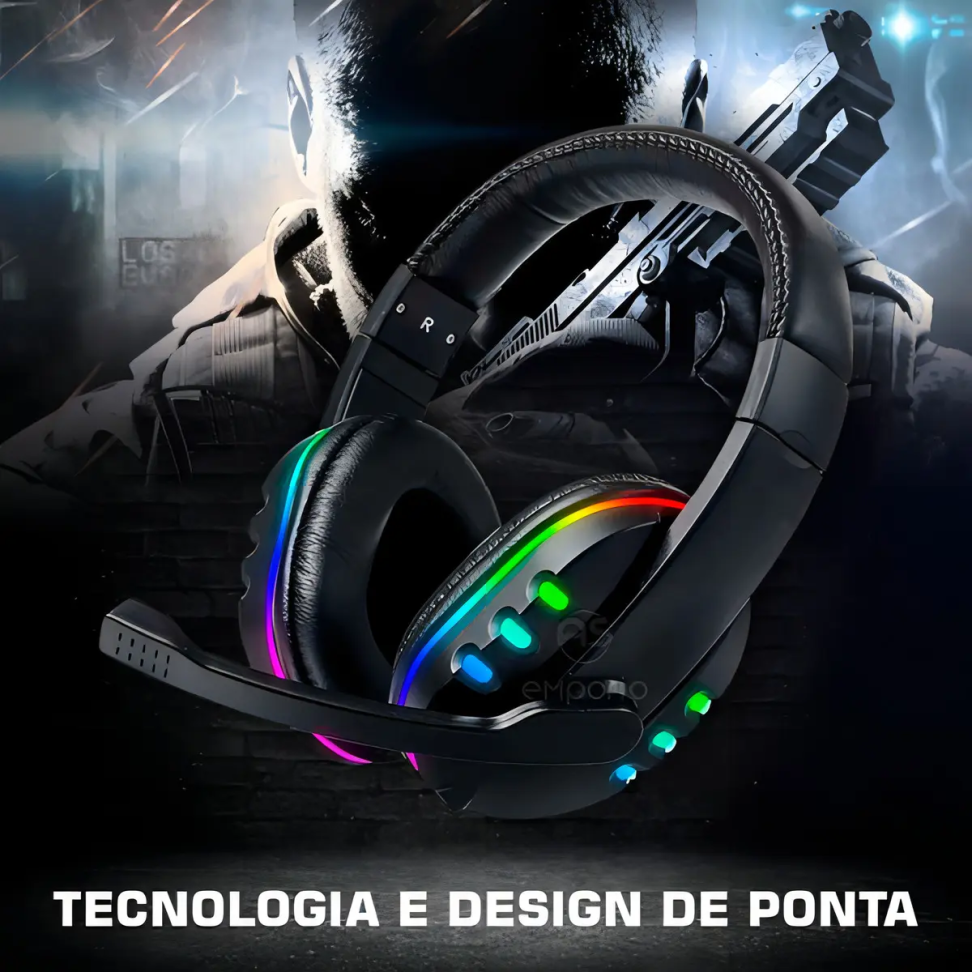 Fone De Ouvido Headset Gamer Led Rgb PC Ps4 Notebook