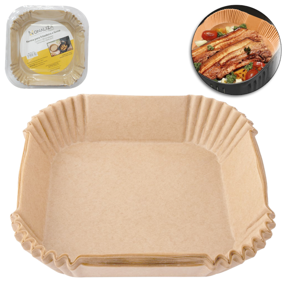 Forma de Papel Quadrada 50 peças Para Air Fryer