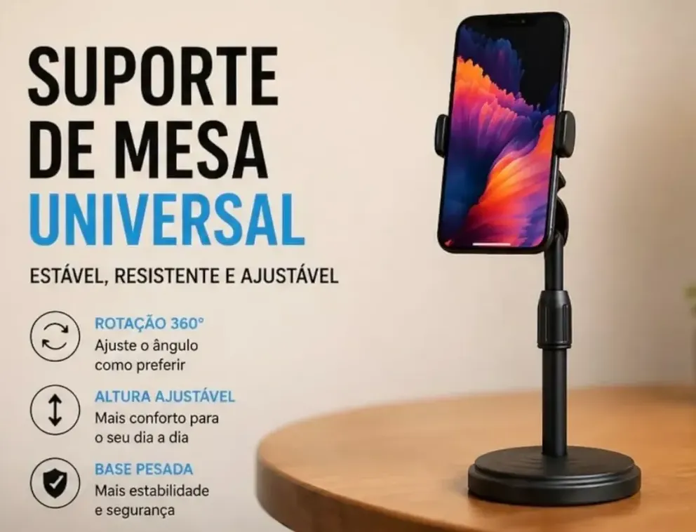 Suporte Apoiador De Celular Mesa Tripé Selfie Regulagem 360° - #1