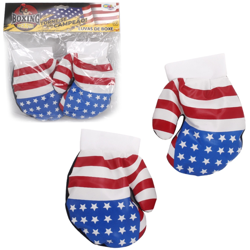 Par de Luvas Boxe Infantil Boxing Nocaute Bandeira Americana